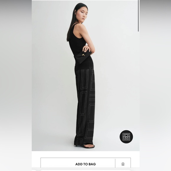 Toteme Black Graphic Wide-Leg Pants NWT - Picture 3 of 6